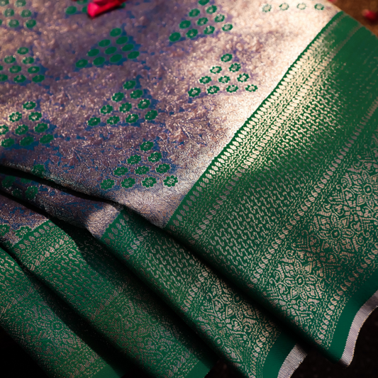 Traditional Kanjivaram saree with rich gold zari work
