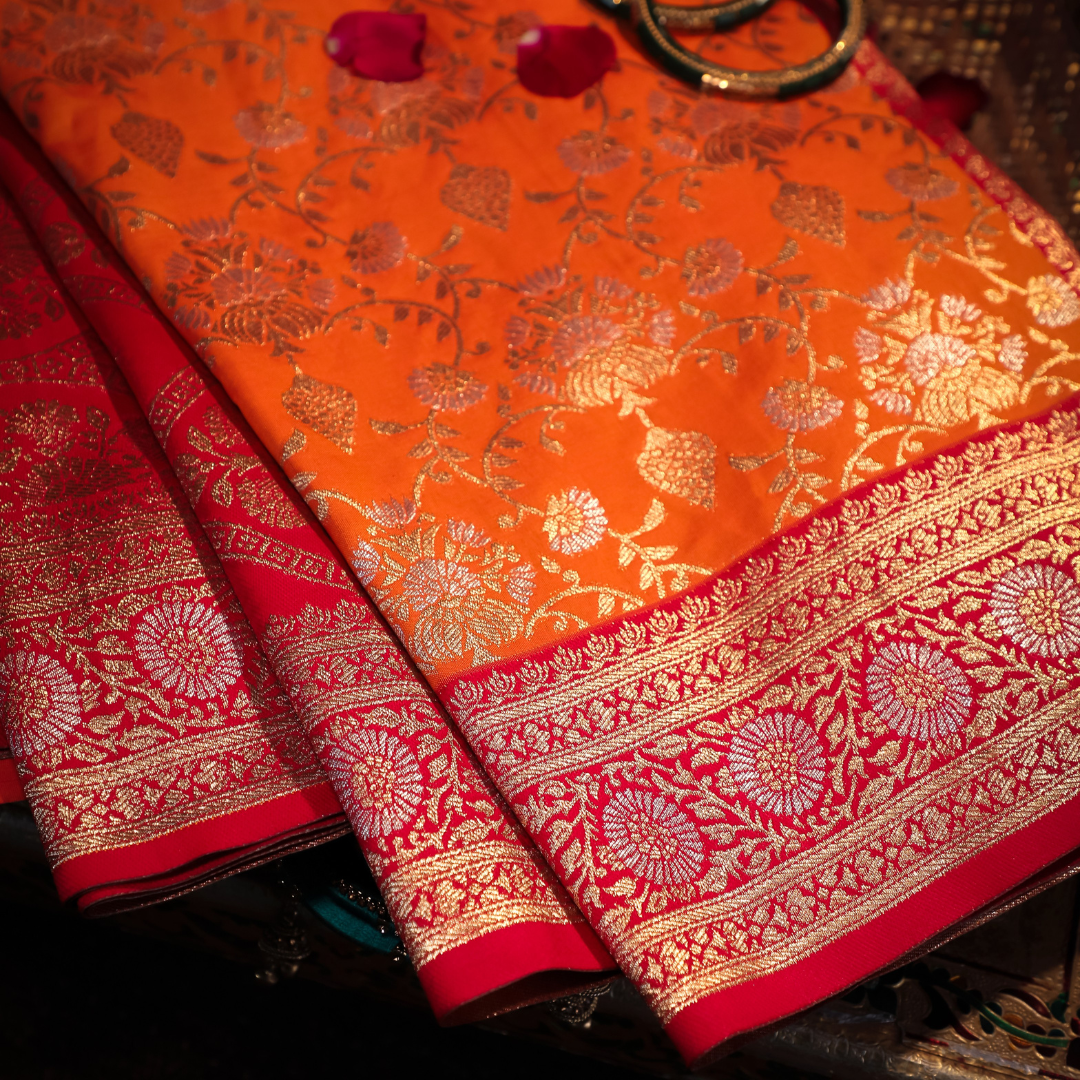 Jaal Katan Silk Saree with Silver Jari Meenakari 1 - Jagmohini