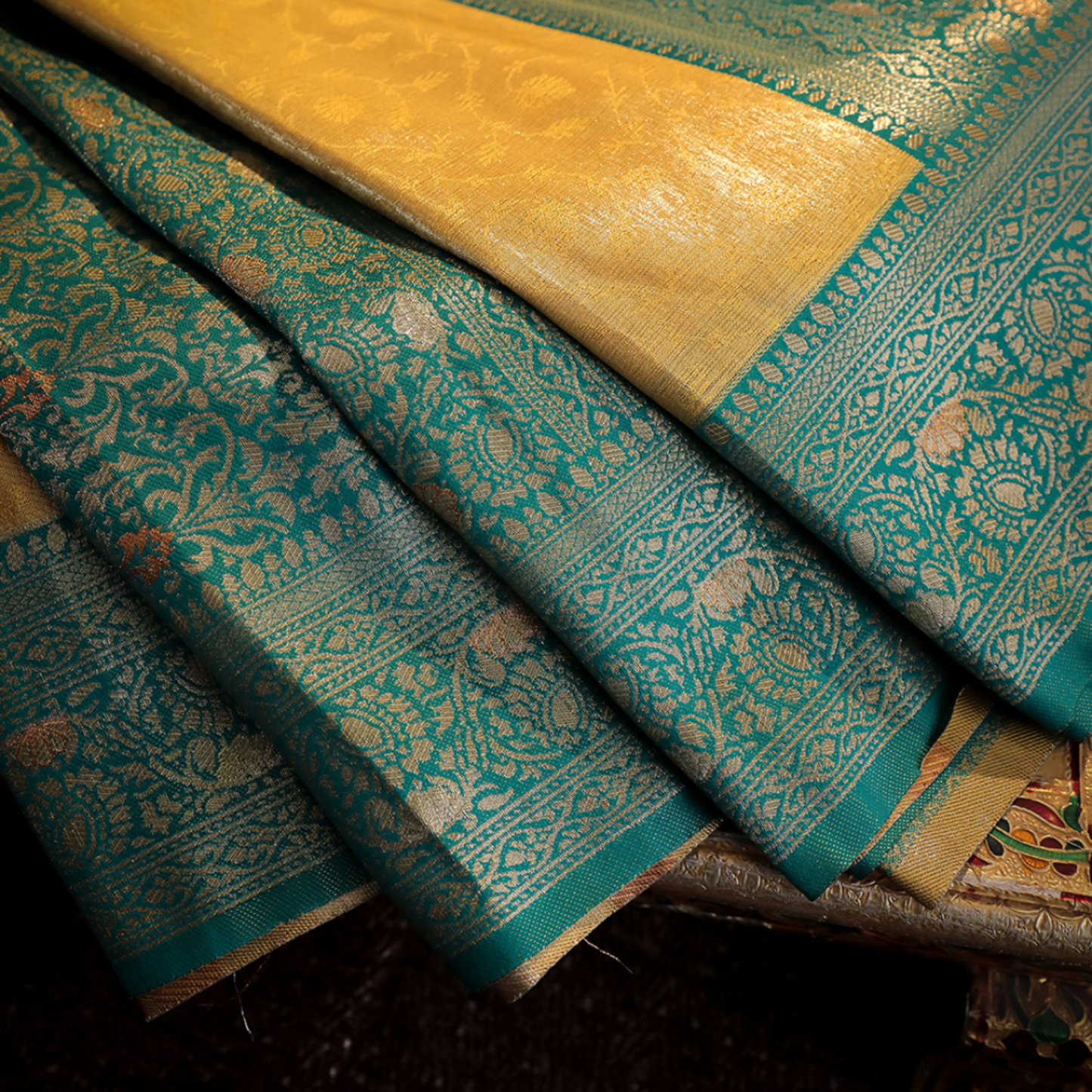 Designer Katan Silk Saree in rich silk fabric and traditional motifs
