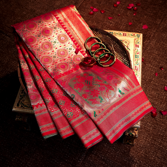 Traditional Dharmawaram Saree with Nylon Jari Work 2 - Jagmohini