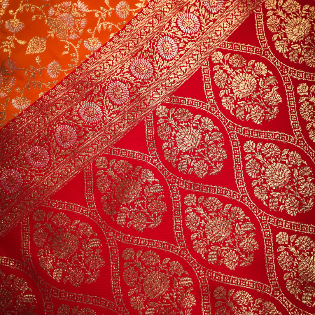 Jaal Katan Silk Saree with Silver Jari Meenakari 1 - Jagmohini