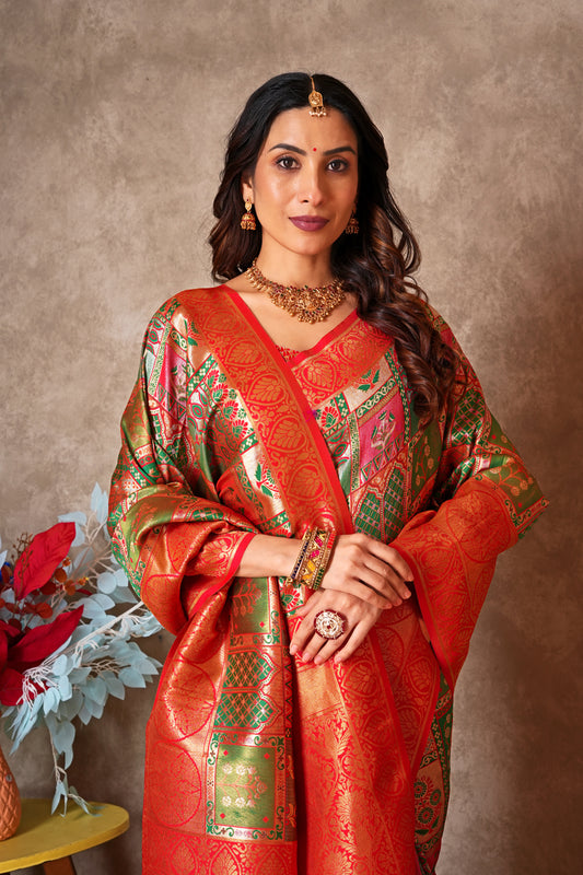 Pure Kanjivaram Silk Saree with Golden Zari Border - Jagmohini