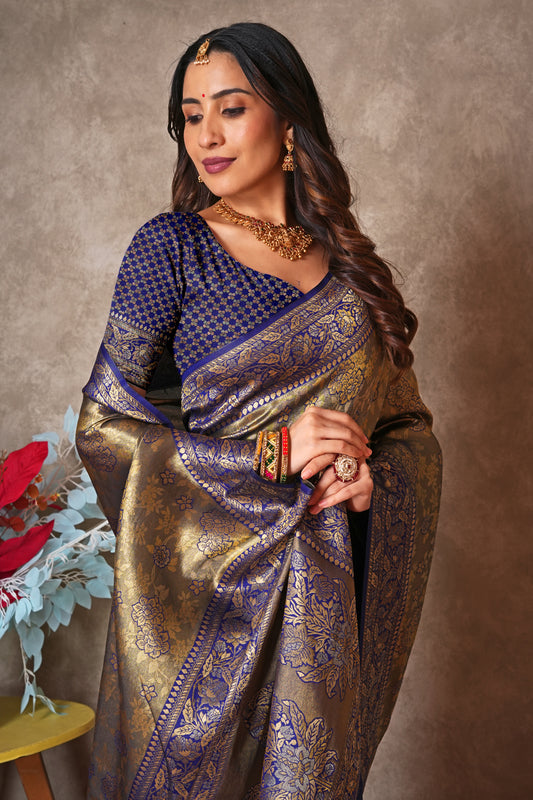 Luxury Kanjivaram Silk Saree for Wedding Wear – Soft & Shimmering Drape - Jagmohini