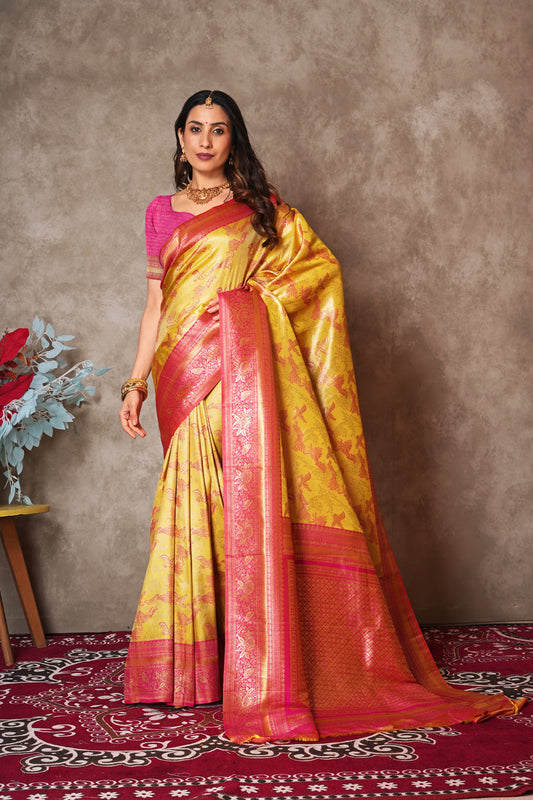 Royal Kanjivaram Silk Saree with Timeless Zari Detailing - Jagmohini