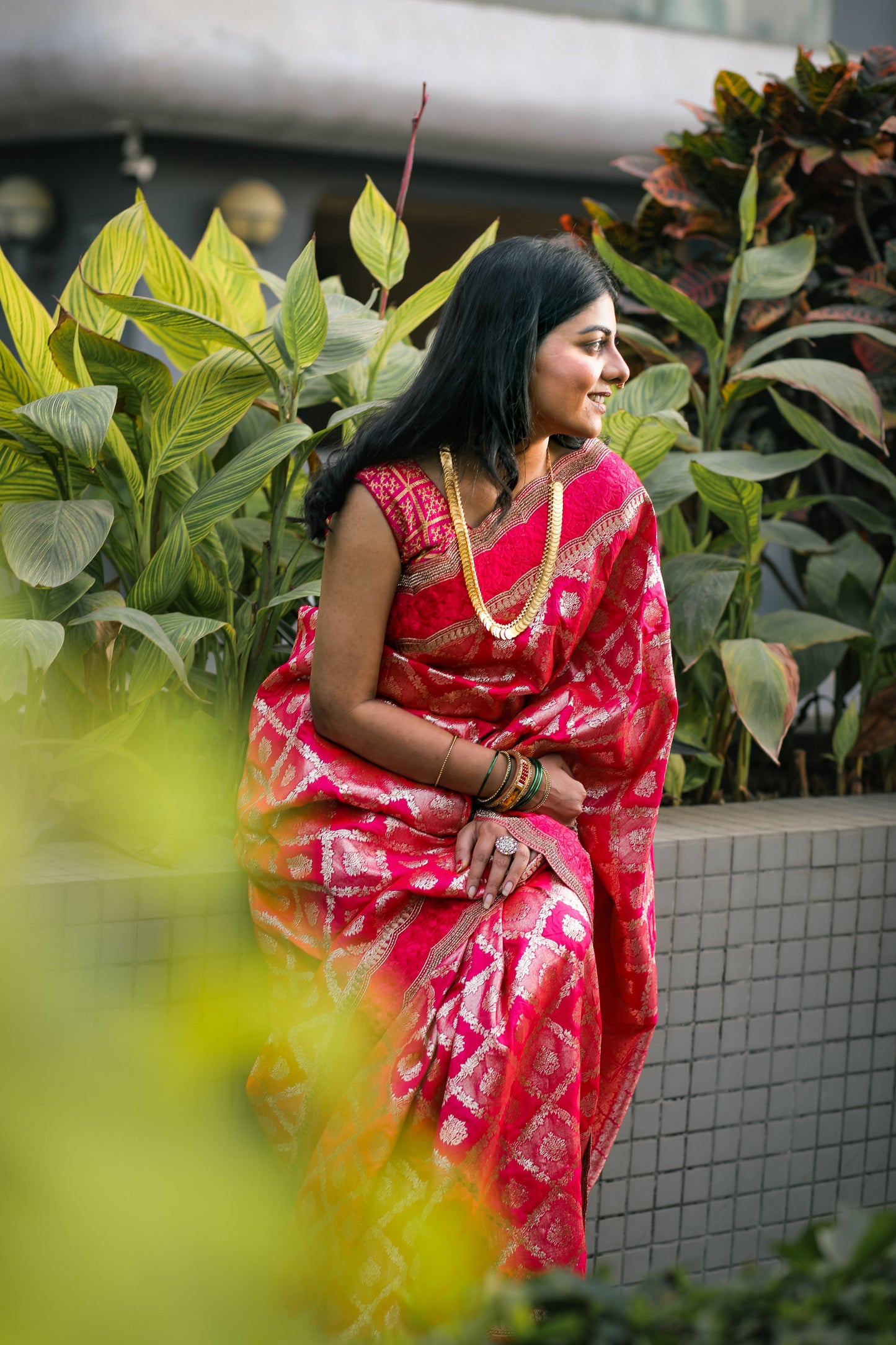 Katan Silk Banarasi Saree with Hand Embroidery