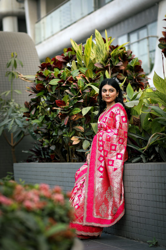 Katan Silk Banarasi Saree with Hand Embroidery