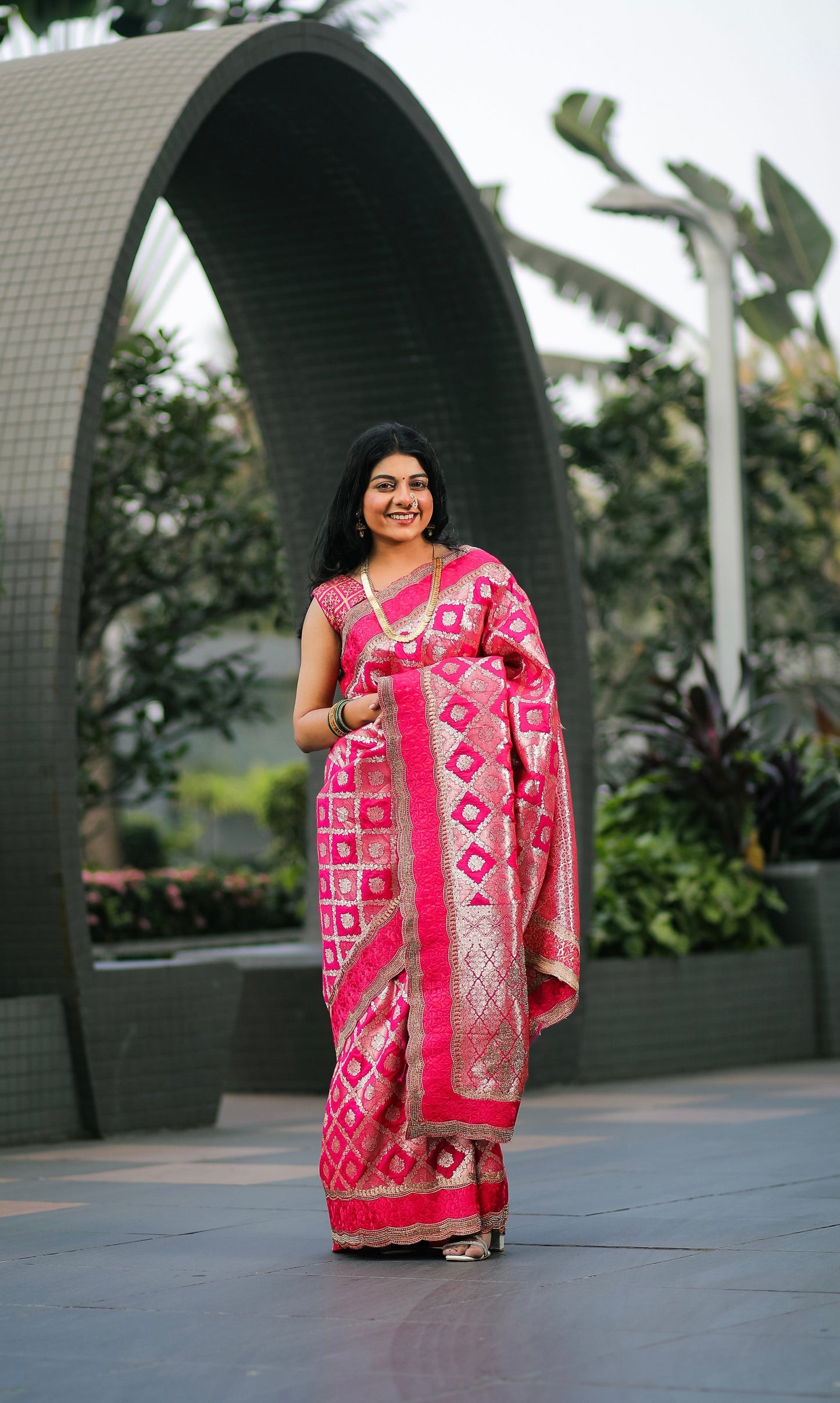 Katan Silk Banarasi Saree with Hand Embroidery