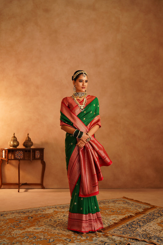 Semi paithani katan silk saree online shopping