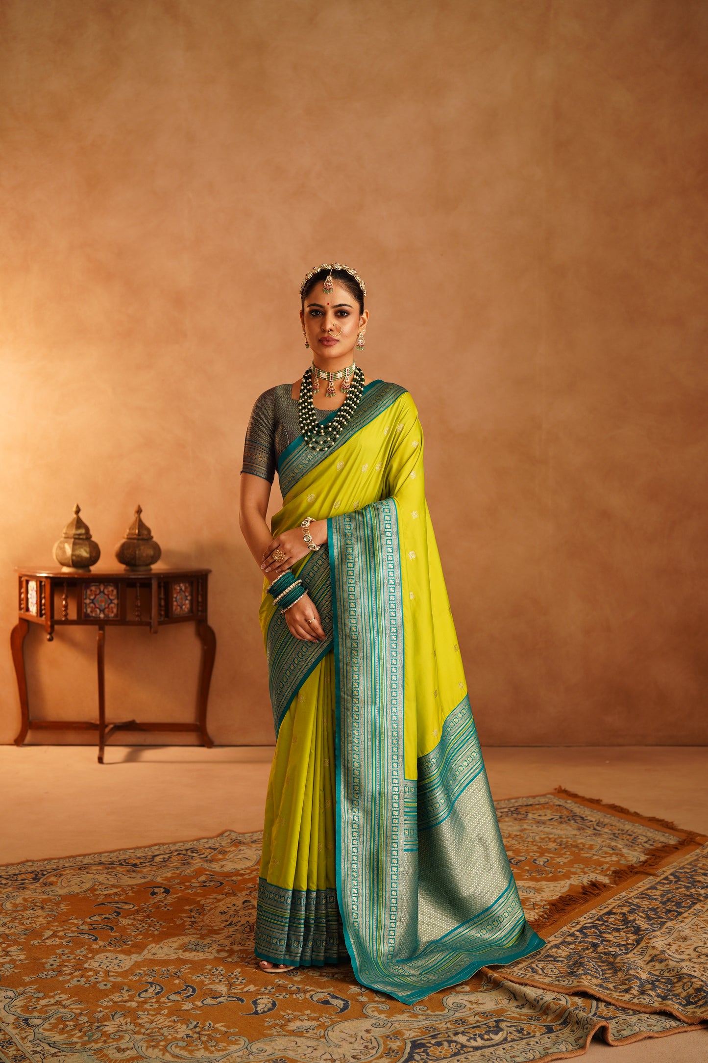 Luxury Semi Paithani Katan Silk Saree with Elegant Anmol Jari – Jagmohini - Jagmohini