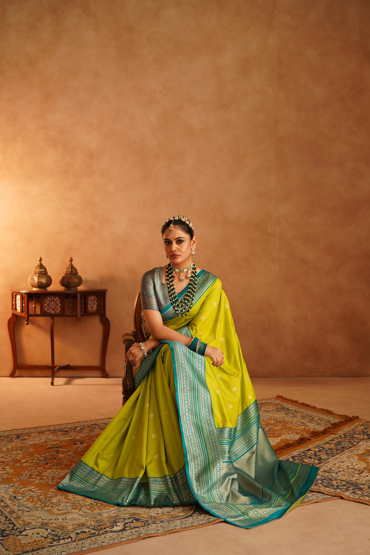 Luxury Semi Paithani Katan Silk Saree with Elegant Anmol Jari – Jagmohini - Jagmohini