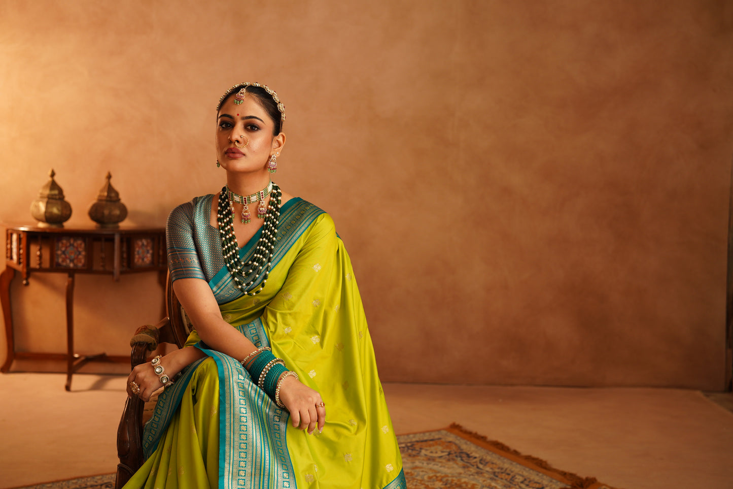 Luxury Semi Paithani Katan Silk Saree with Elegant Anmol Jari – Jagmohini - Jagmohini