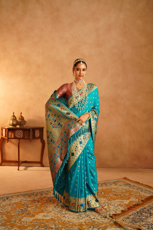 Paithni saree in vibrant colors for festive occasions