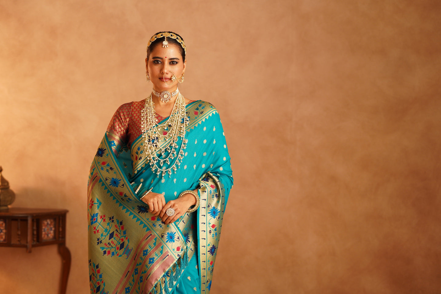 Paithni saree in vibrant colors for festive occasions