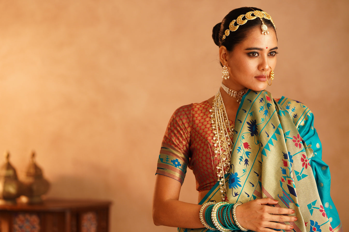 Paithni saree in vibrant colors for festive occasions