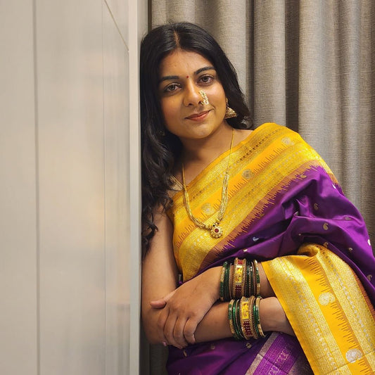 Anmol Jari & Silver Meenakari Purple Soft Silk Sarees – A Royal Touch - Jagmohini