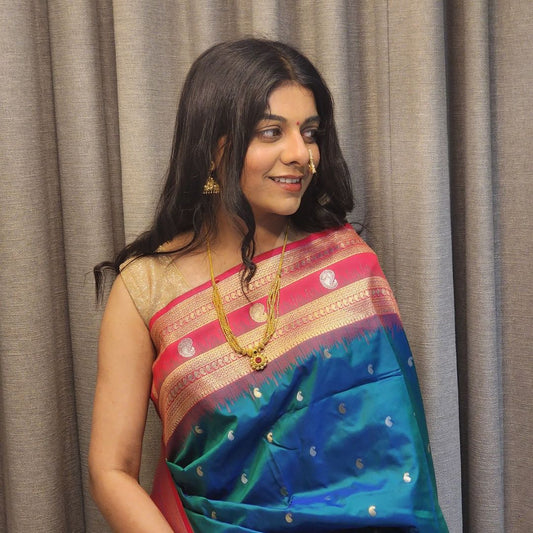 Luxurious Soft Silk Saree with Anmol Jari & Silver Meenakari - Jagmohini