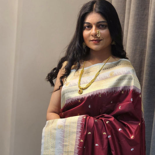 Graceful Soft Silk Sarees with Silver Jari Meenakari Embroidery - Jagmohini