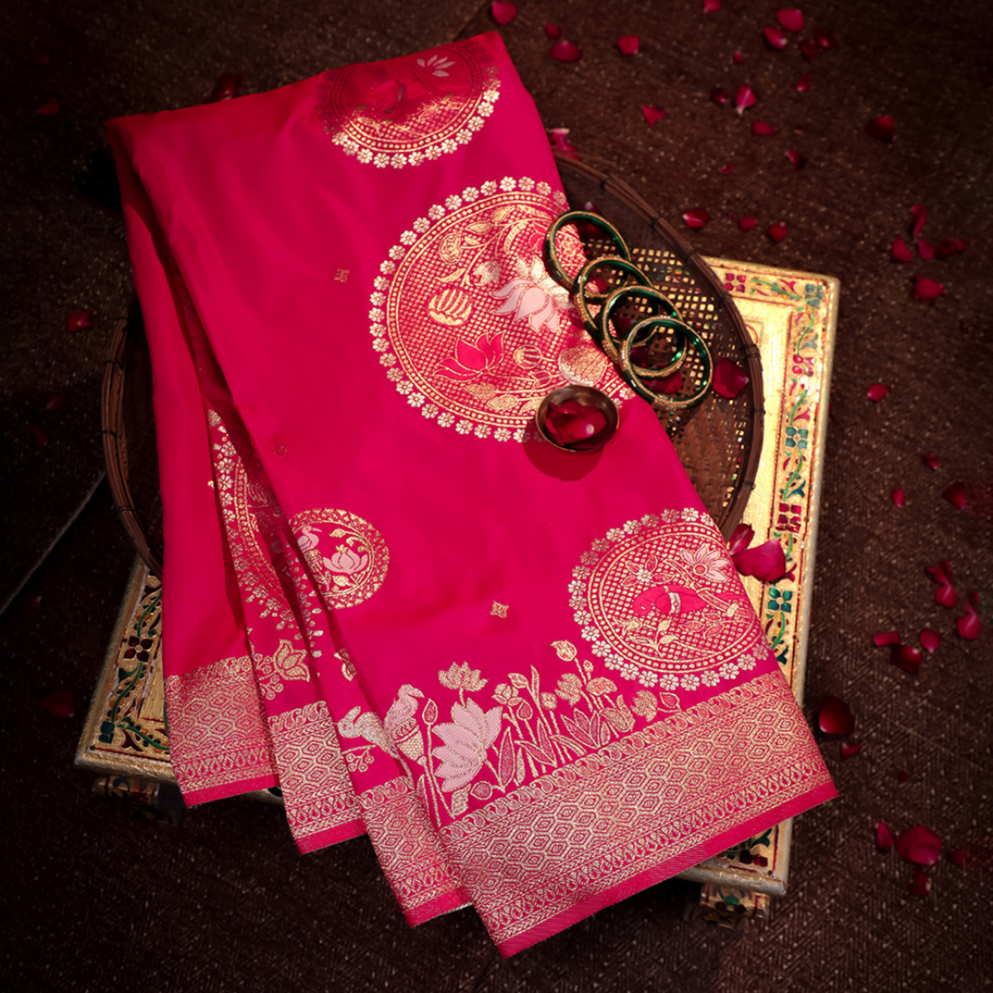 pink  Kantan silk saree with detailed handcrafted motifs


