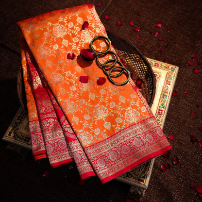 Classic Katan Silk Saree styled for festive occasions

