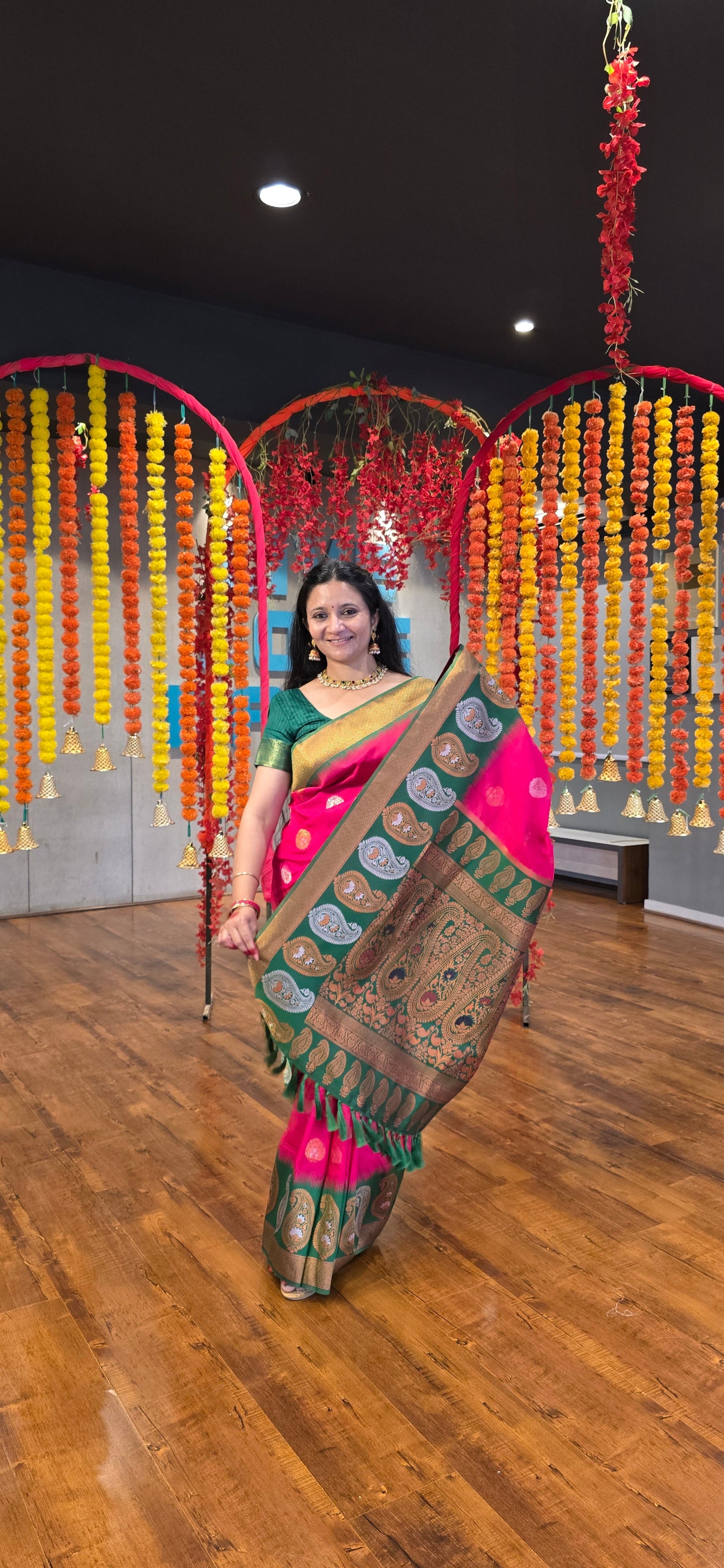 Premium Soft Silk Saree with Copper Zari & Silver Meenakari Work - Jagmohini