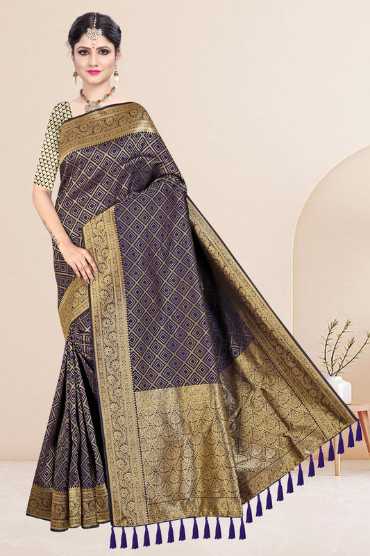 Banarasi Silk With Contemporary Classic Design Saree (Black)