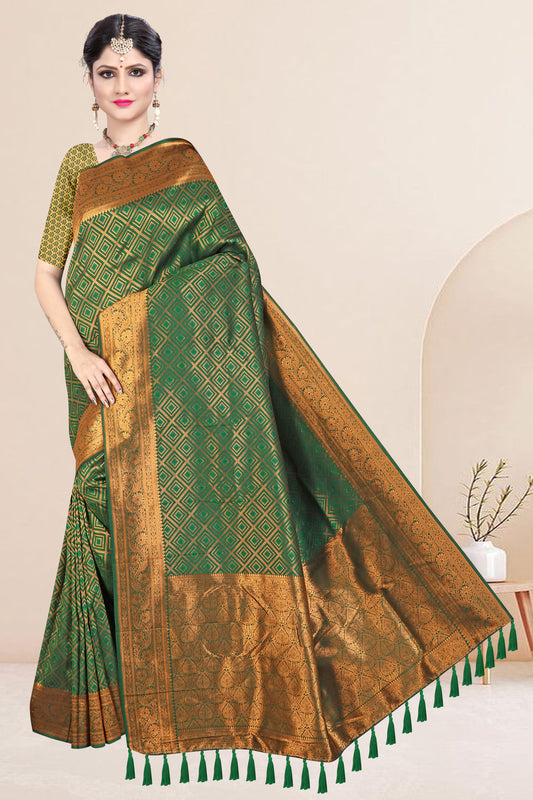 Banarasi Silk With Contemporary Classic Design Saree (Green)