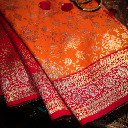 Jaal Katan Silk Saree with Silver Jari Meenakari 1 - Jagmohini