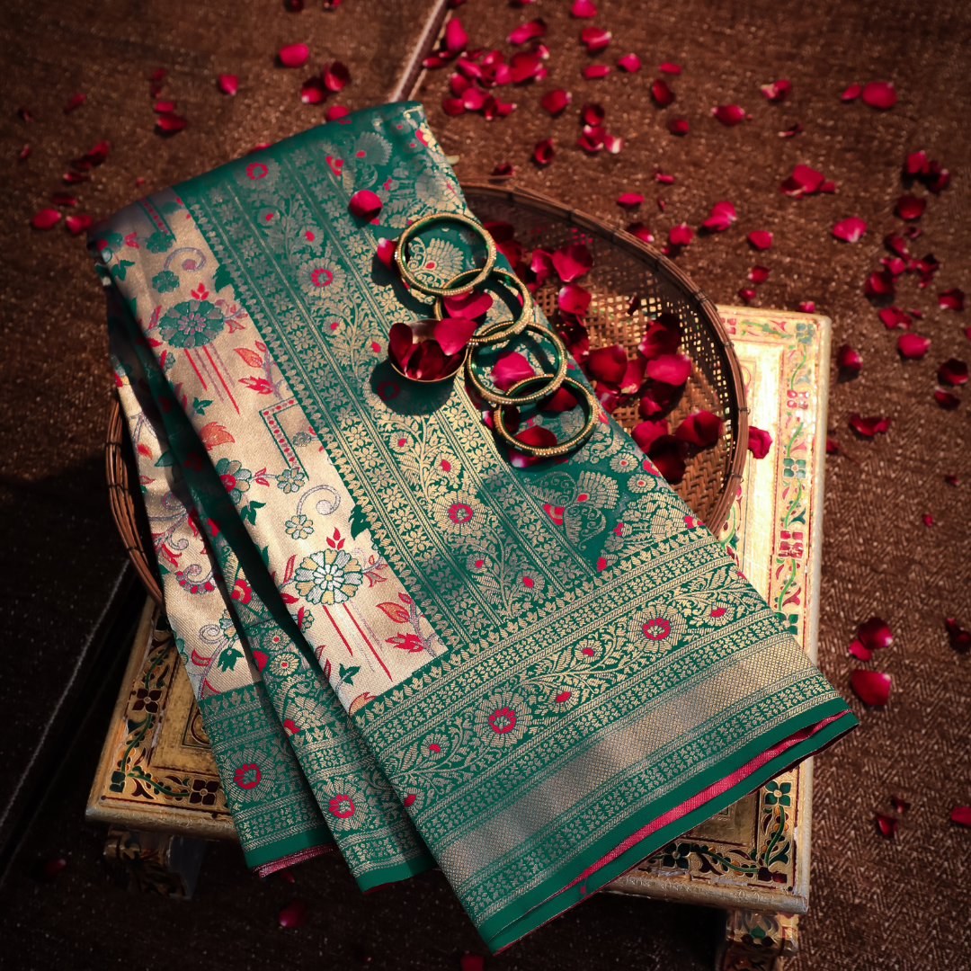Traditional Dharmawaram Saree with Nylon Jari Work 1 - Jagmohini