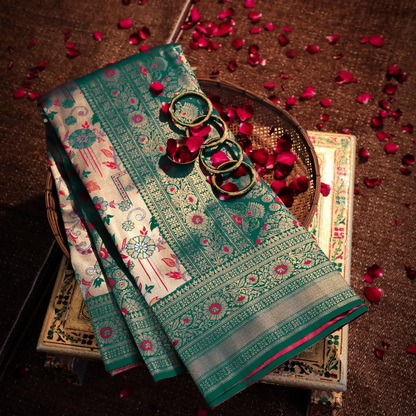 Traditional Dharmawaram Saree with Nylon Jari Work 1 - Jagmohini