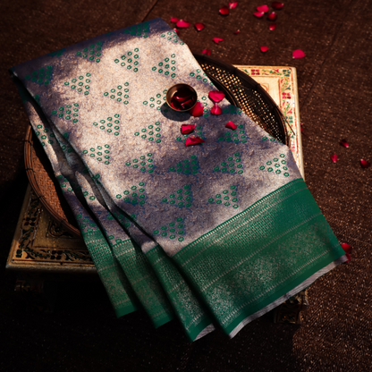 Traditional Kanjivaram saree with rich gold zari work