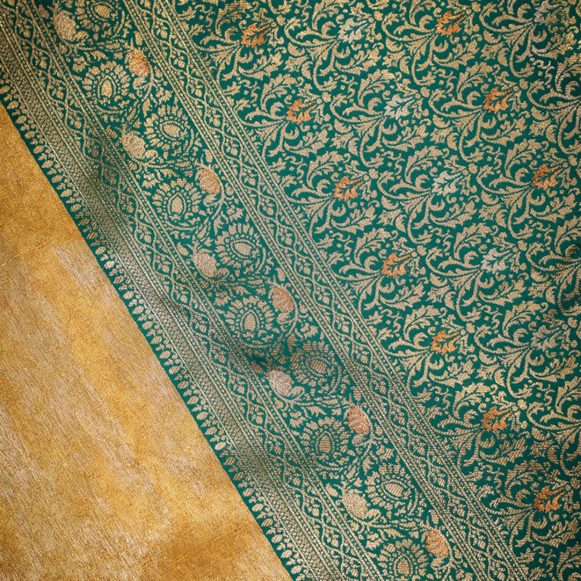 Designer Katan Silk Saree in rich silk fabric and traditional motifs


