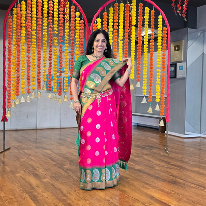 Exquisite Soft Silk Saree with Copper Jari and Silver Jari Meenakari - Jagmohini