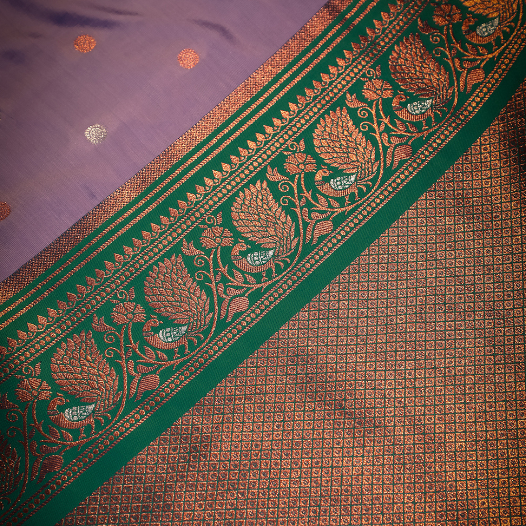Katan Silk Saree with Silver and Copper Jari Meenakari - Jagmohini