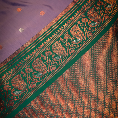 Katan Silk Saree with Silver and Copper Jari Meenakari - Jagmohini