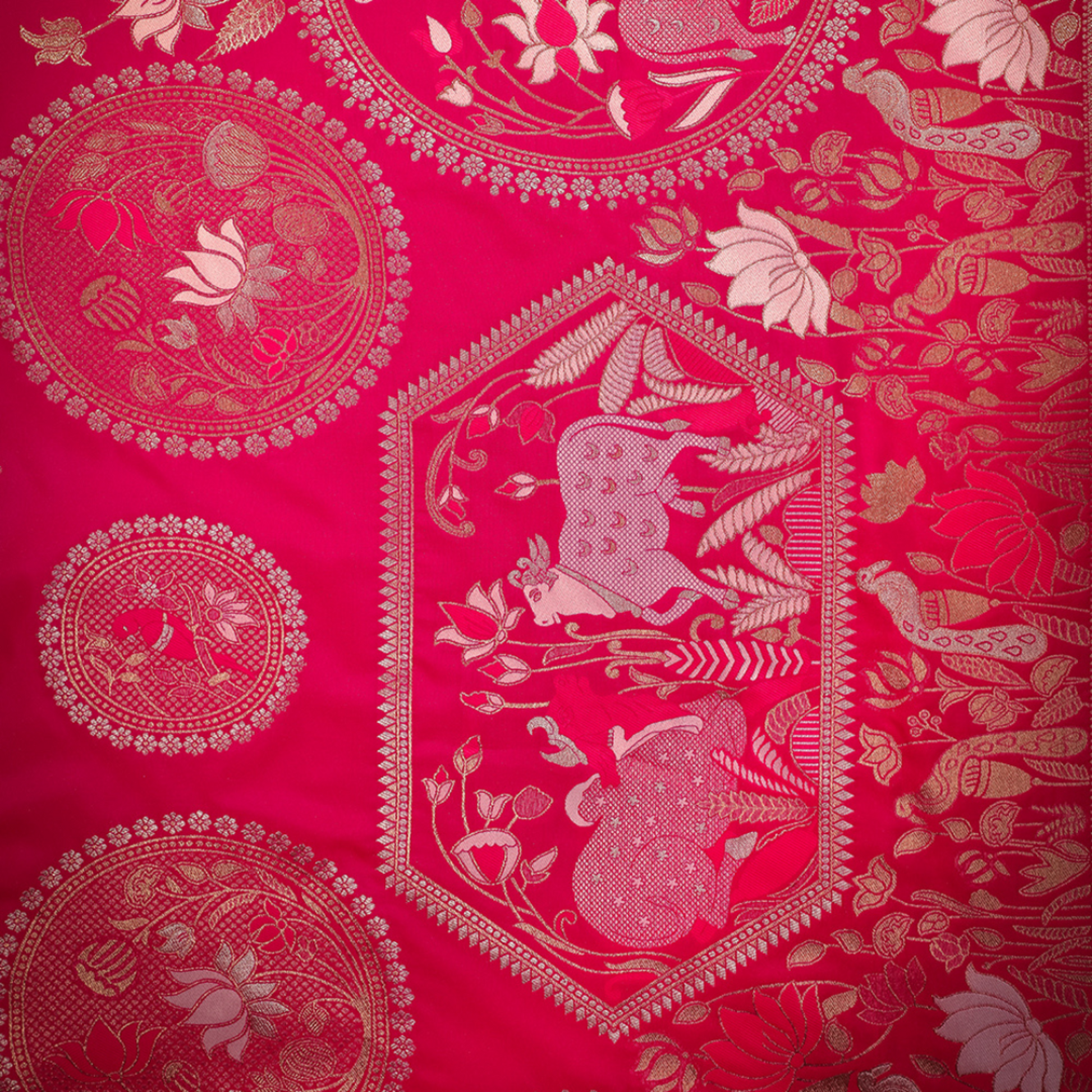pink  Kantan silk saree with detailed handcrafted motifs
