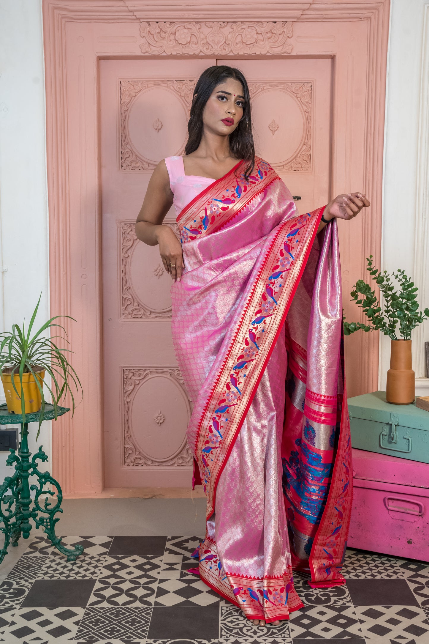 Pink Paithani Kanjivaram Silk