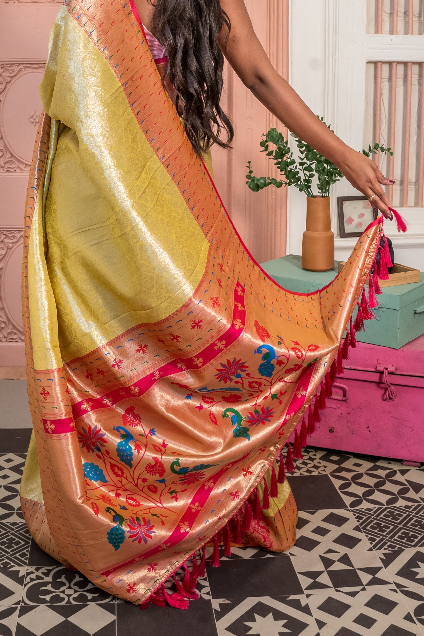 Golden Paithani Kanjivaram Silk