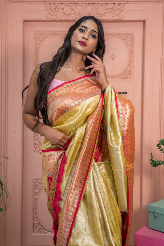 Golden Paithani Kanjivaram Silk