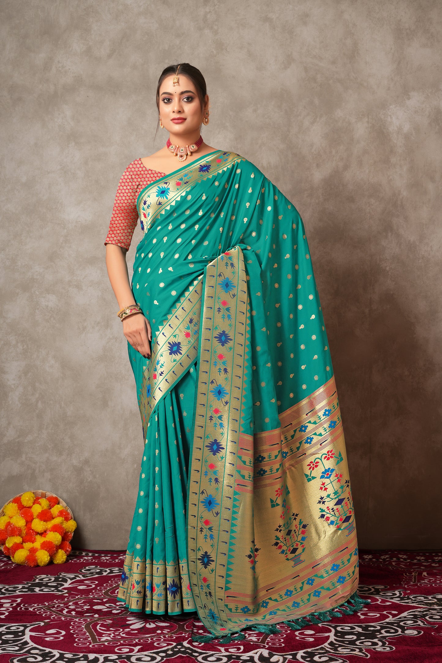 Pure Paithani Silk Saree with Rich Zari Border