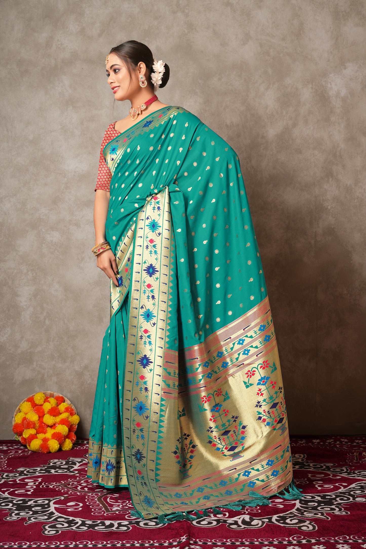 Pure Paithani Silk Saree with Rich Zari Border