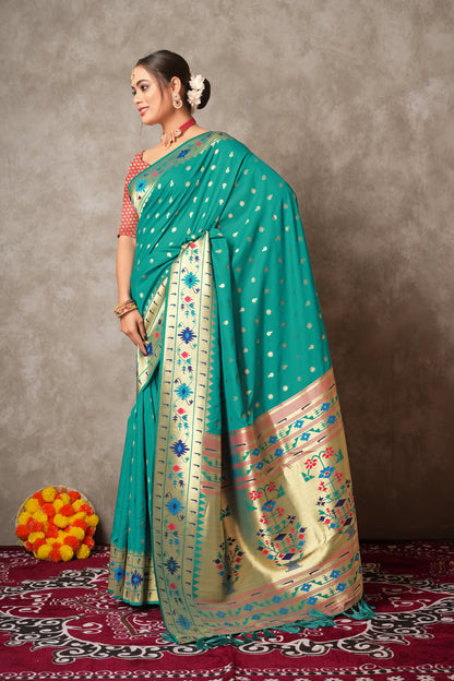 Pure Paithani Silk Saree with Rich Zari Border