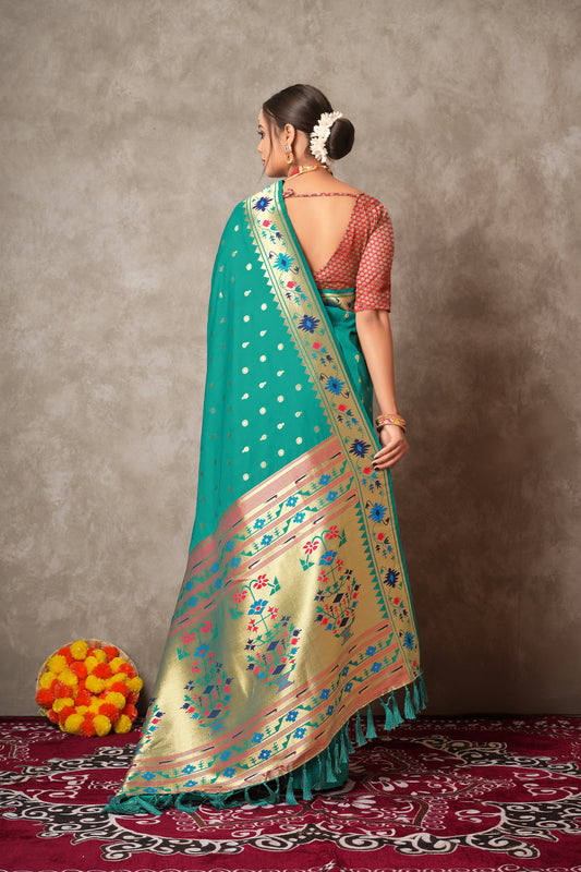 Pure Paithani Silk Saree with Rich Zari Border