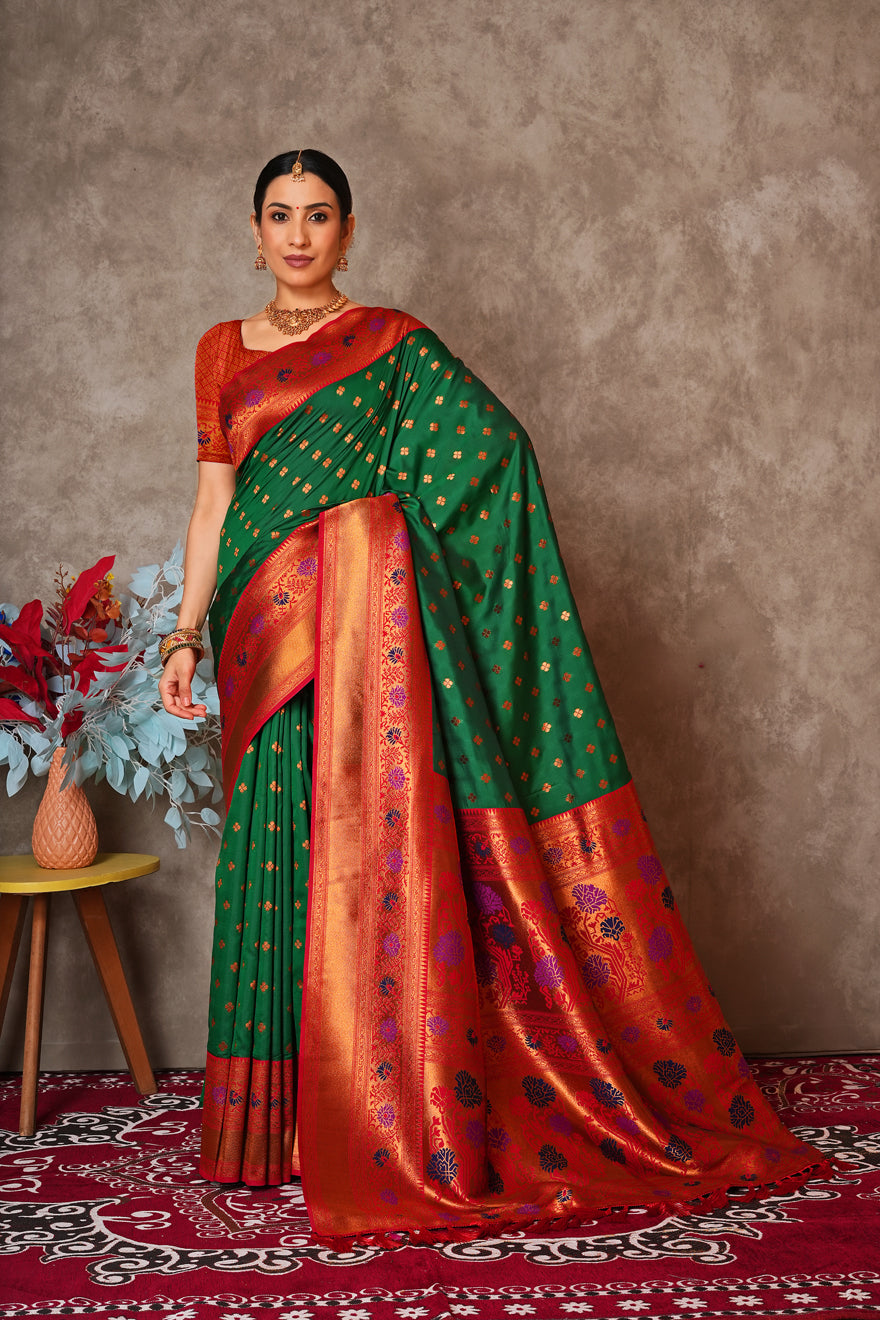 Elegant Kantan Silk Saree with Intricate Traditional Weaving
