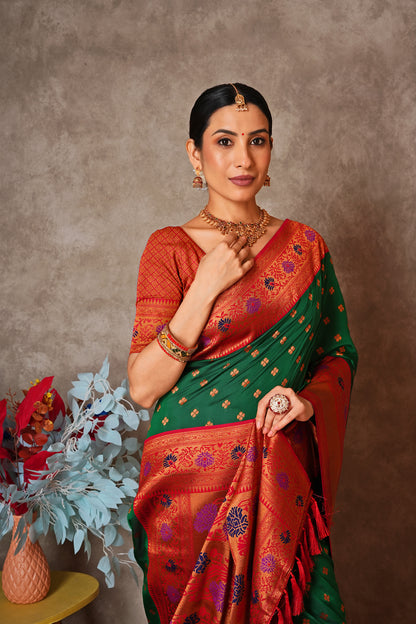 Elegant Kantan Silk Saree with Intricate Traditional Weaving