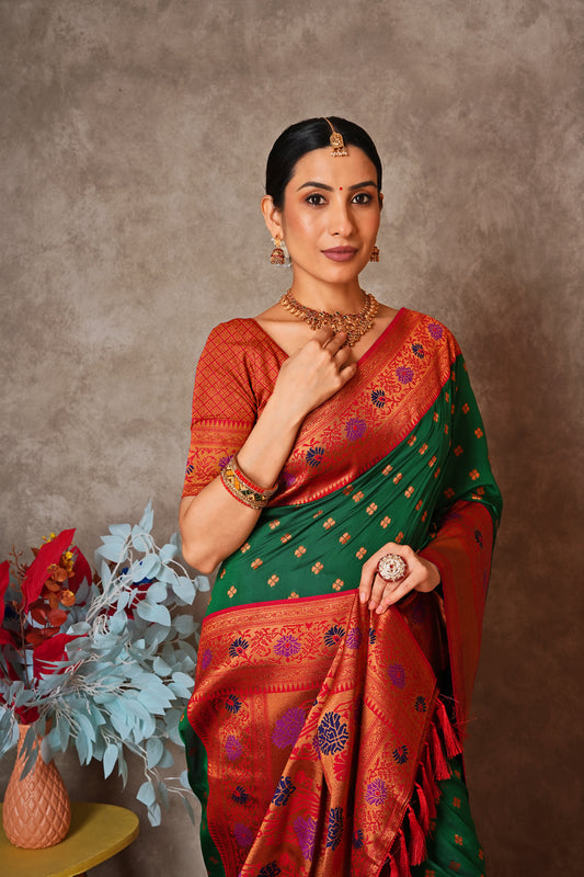 Elegant Kantan Silk Saree with Intricate Traditional Weaving