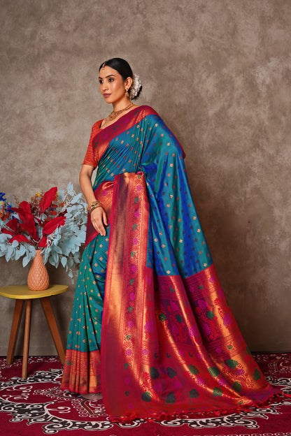Elegant Kantan Silk Saree with Intricate Traditional Weaving