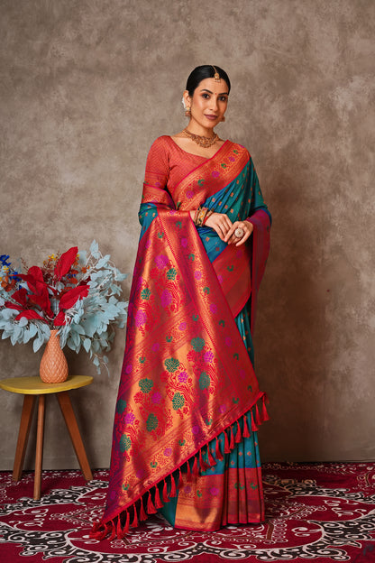 Elegant Kantan Silk Saree with Intricate Traditional Weaving