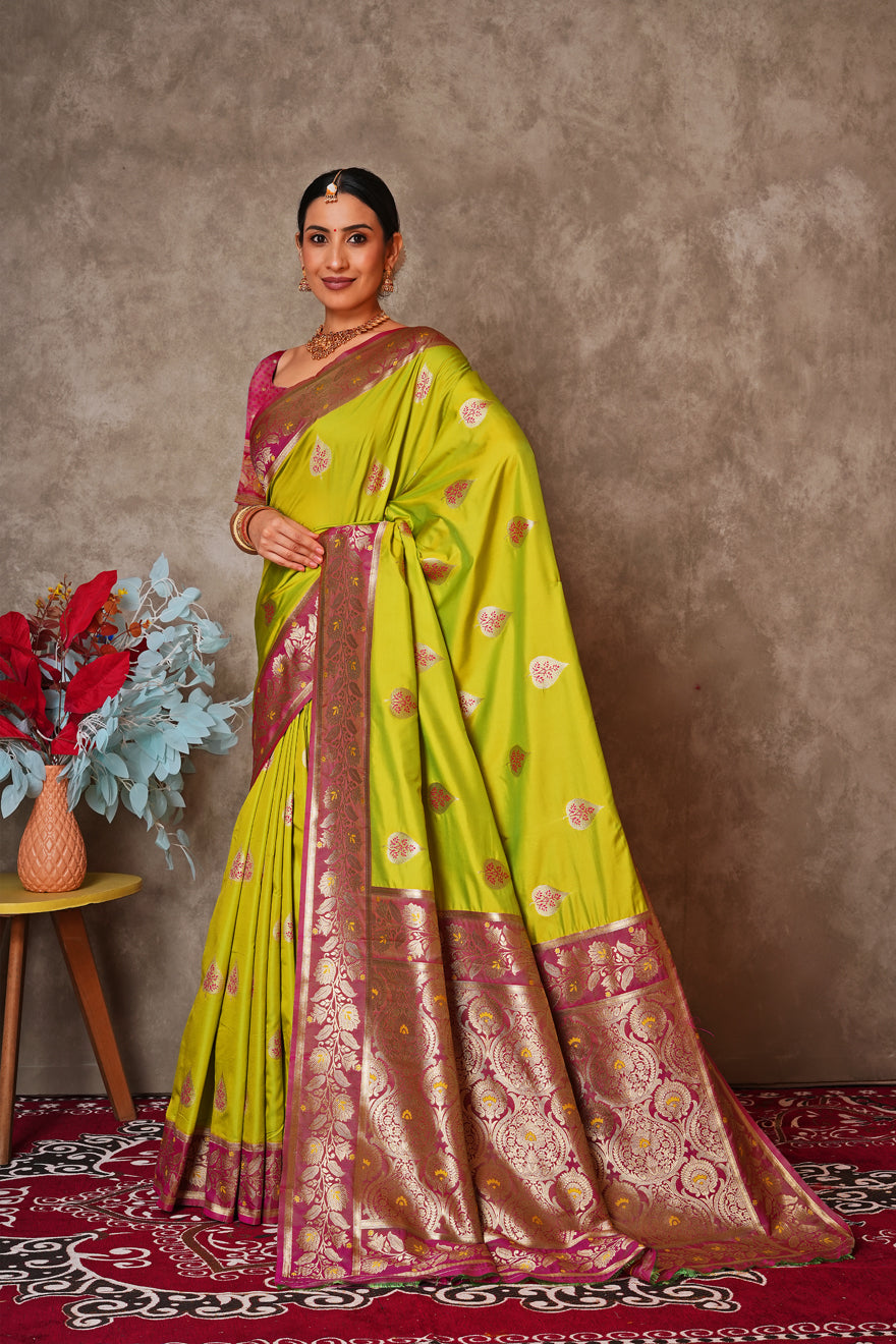 Champagne Gold Kantan Silk Saree with Designer Pallu