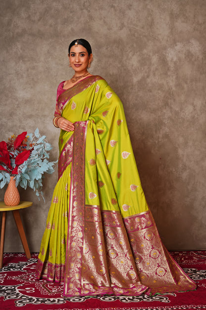 Champagne Gold Kantan Silk Saree with Designer Pallu