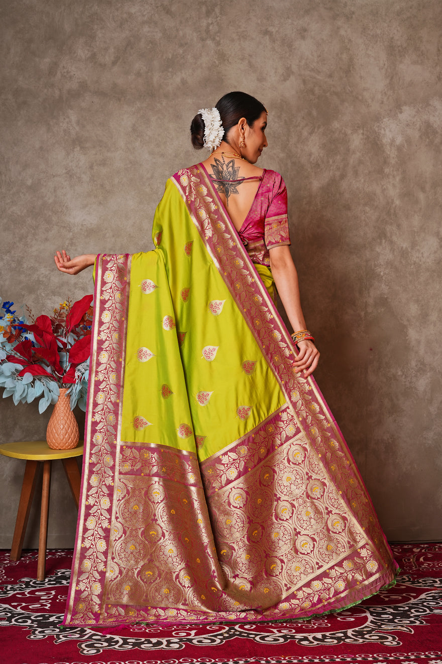 Champagne Gold Kantan Silk Saree with Designer Pallu